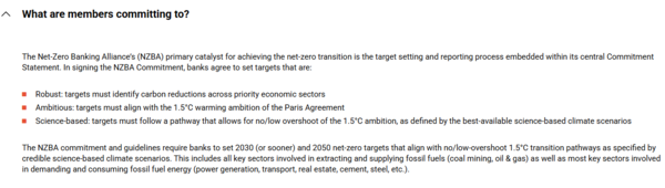 현재 NZBA 웹사이트에는 아직 1.5도 목표가 명시되어 있음을 확인할 수 있다.
