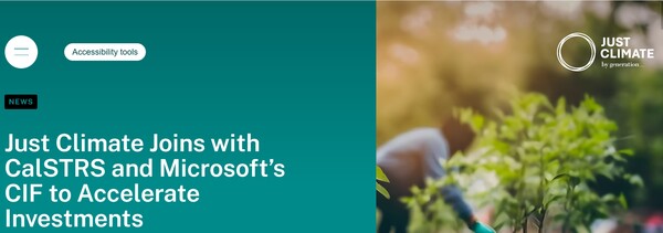  저스트 클라이밋의 홈페이지.