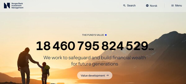  노르웨이 투자운용(NBIM)의 홈페이지.