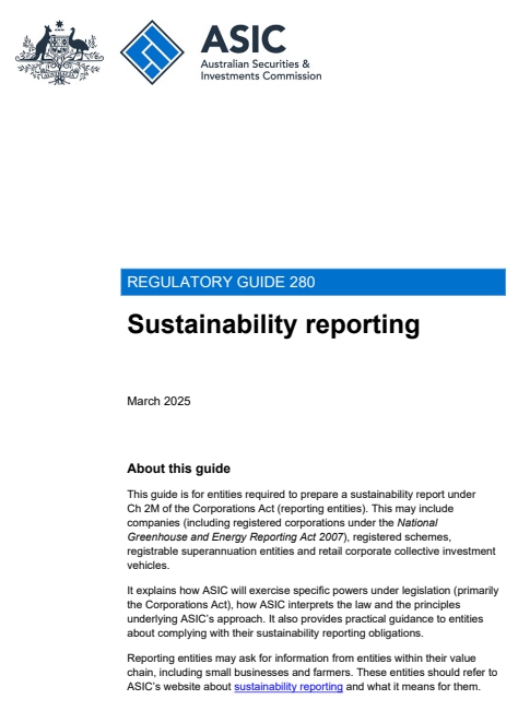  호주증권 투자위원회(ASIC)가 발표한 규제 가이드 280의 표지./홈페이지.