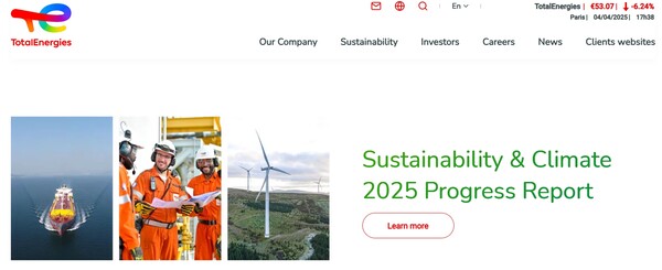  토탈에너지스의 홈페이지.