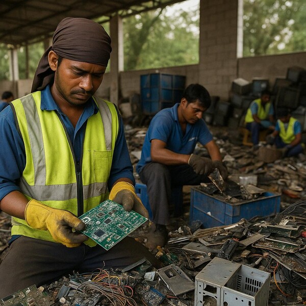 인도의 재활용업체 현장을 연상시키는 AI생성형 이미지 / chatgpt 생성 이미지