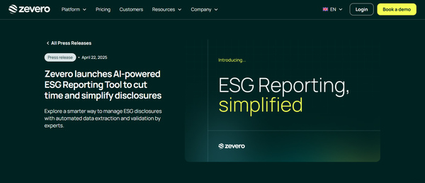  영국에서 설립된 탄소 회계 및 ESG 데이터 관리 전문 기업, 제베로(Zebero)의 홈페이지.