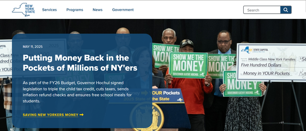 뉴욕 주정부의 홈페이지.