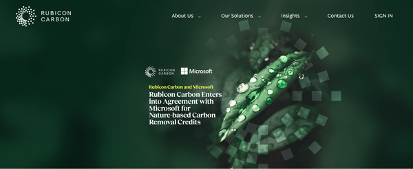 마이크로소프트와 1800만톤의 CDR 거래를 체결한 루비콘 카본의 홈페이지.