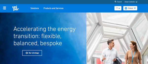  독일의 에너지 기업 유니퍼의 홈페이지.