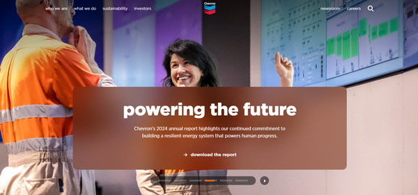 미국의 거대 에너지 기업 셰브론의 홈페이지.