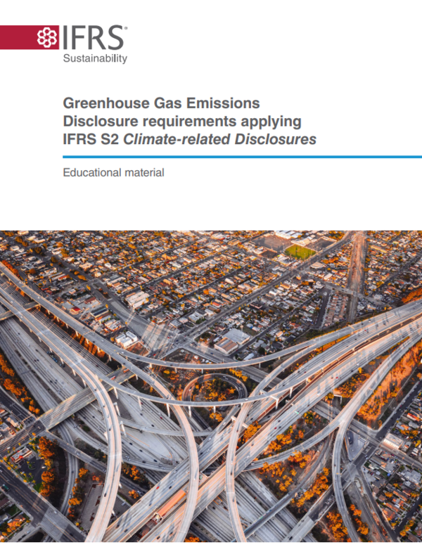 이번 IFRS에서 발표한 온실가스 배출 공시 관련 실무 지침의 표지 / 임팩트온
