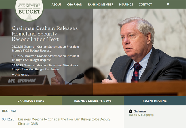  미국 상원 예산위원회의 홈페이지.