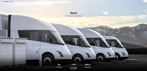  테슬라의 전기 트럭 세미의 이미지./테슬라 홈페이지.