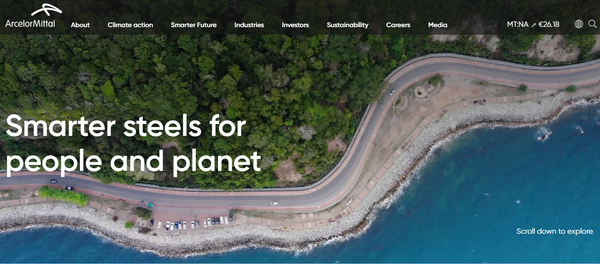  유럽 최대 철강사 아르셀로미탈의 홈페이지.