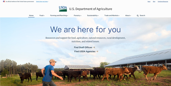  미국 농무부(USDA) 홈페이지.