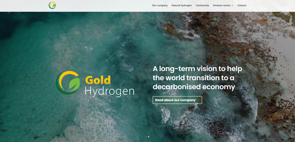  호주의 골드 하이드로젠의 홈페이지.