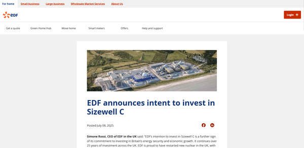  EDF의 홈페이지.