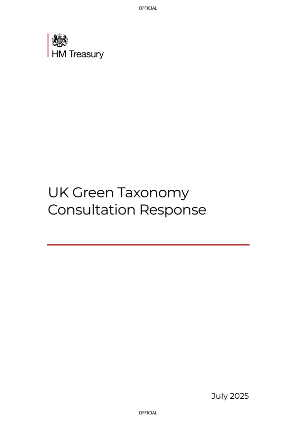  영국 정부가 공개한 친환경 분류법에 대한 여론조사후 그 결과를 발표한 문서의 표지./영국 정부 홈페이지.