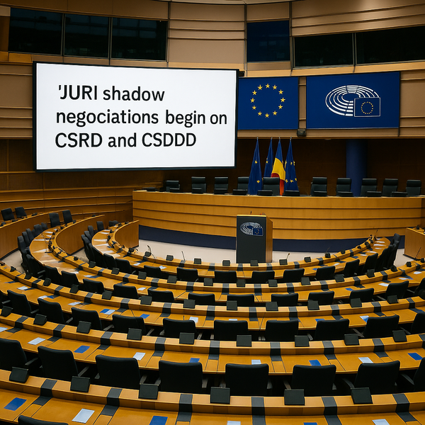CSRD와 CSDDD 규제 단순화에 대해 유럽의회 법사위원회(JURI)에서 비공식 협상을 시작했다. / ChatGPT 이미지 생성