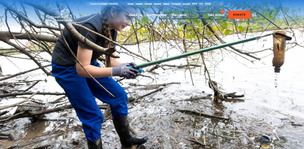  해양보전단체 오션컨서버시의 홈페이지.