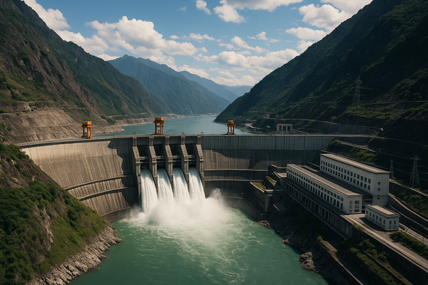 얄룽창포강 수력발전소 착공 완성 시 예상 모습 / ChatGPT 이미지 생성