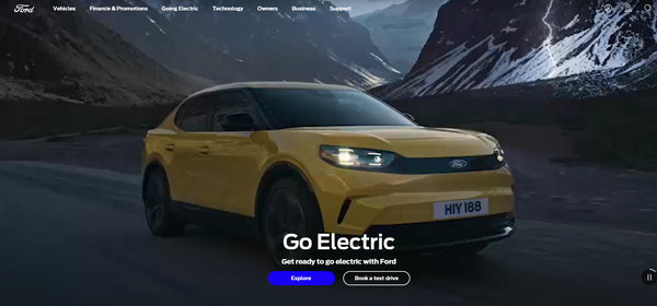  100년이 넘는 역사를 자랑하는 포드 영국의 홈페이지.