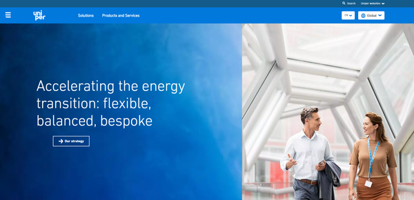  독일의 에너지 기업 유니퍼의 홈페이지.