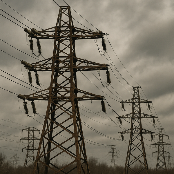 인프라 투자가 필요한 낡은 송전망을 보여주는 예시 사진 / ChatGPT 이미지 생성