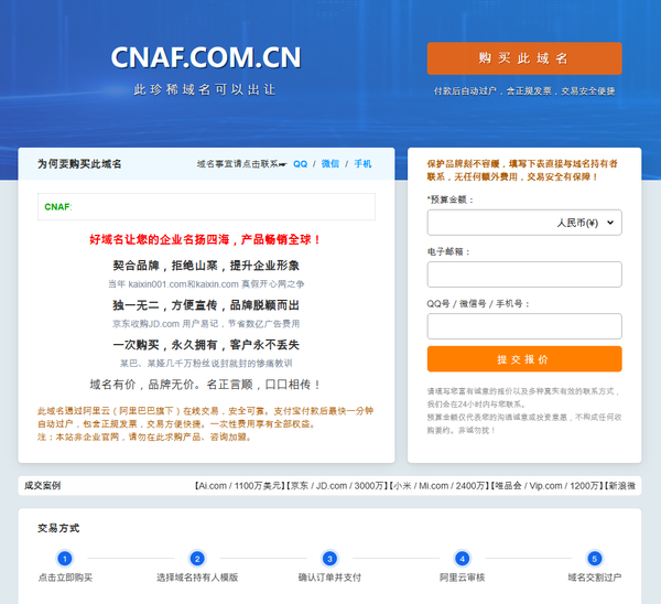  중국 CNAF의 홈페이지.
