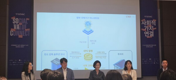 25일 코엑스에서 사회적가치연구원(CSES) 주최 ‘탄소중립을 위한 새로운 해법, EPC’ 행사가 열렸다. / 이미지 출처 임팩트온
