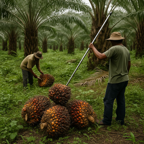 인도네시아에서 팜유 과실을 따고 있는 모습의 예시 이미지 / ChatGPT 이미지 생성