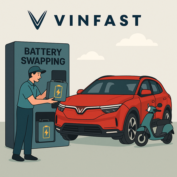  빈패스트의 전기차 배터리 교환을 주제로 챗GPT가 만든 이미지.