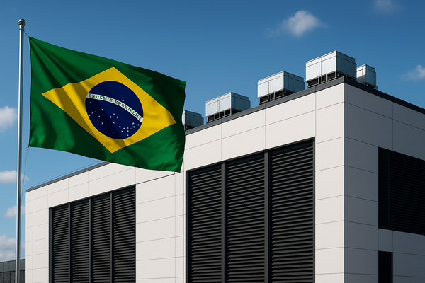 브라질 국기와 데이터센터 전경 예시 / ChatGPT 이미지 생성