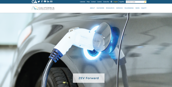  미국 캘리포니아 대기자원위원회(CARB)의 홈페이지.