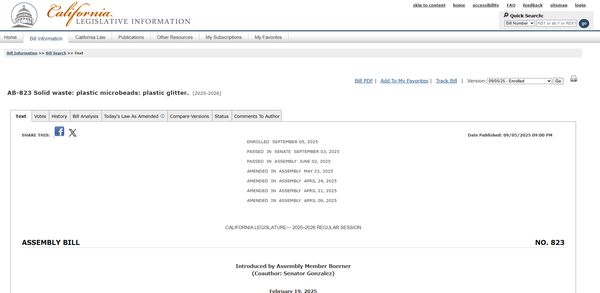  미국 캘리포니아 주 법률사무국 홈페이지에 게재된 캘리포니아 주 하원법안 823./홈페이지.