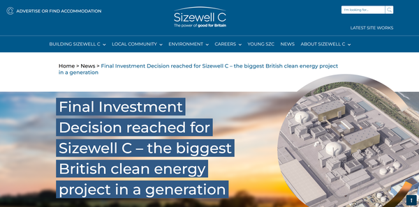  영국의 사이즈웰 C 원전 관련 웹사이트.