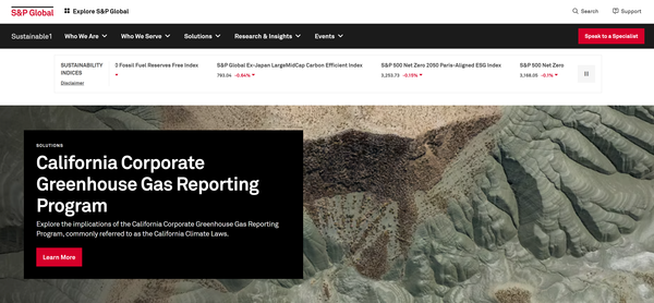 S&P 글로벌 서스테이너블원의 홈페이지.