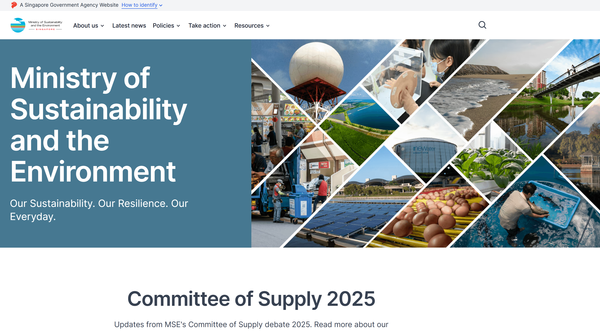  싱가포르 정부의 지속가능발전과 환경부의 홈페이지.