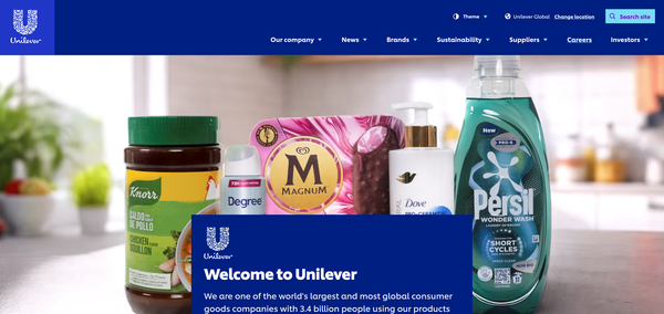  유니레버의 홈페이지.