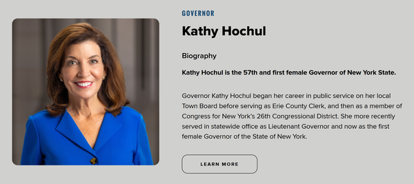  미국 뉴욕주의 57대 주지사인 캐시 호컬 주지사의 홈페이지.