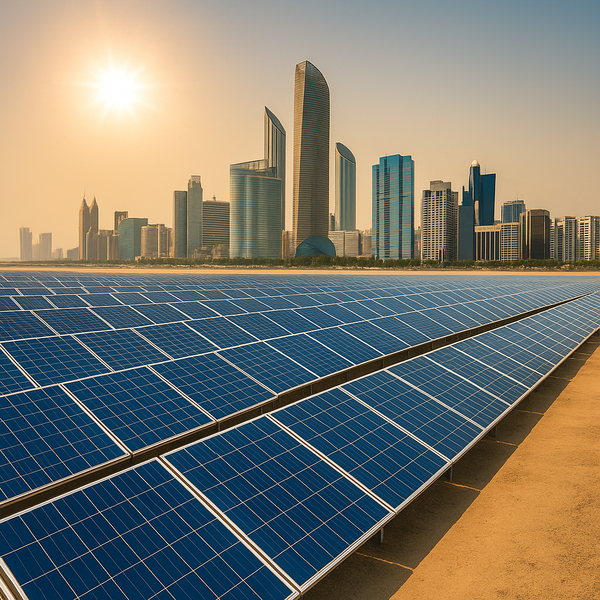  UAE의 아부다비와 태양광 프로젝트를 주제로 챗GPT가 만든 이미지.