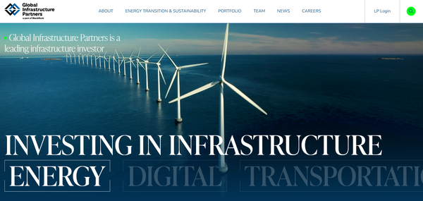  블랙록이 소유한 글로벌 인프라스트럭처 파트너스(GIP)의 홈페이지.