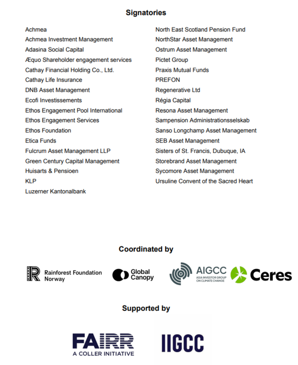 벨렝 열대우림 투자자 성명서에 서명한 기타 기관 목록 / 성명서 원문 파일