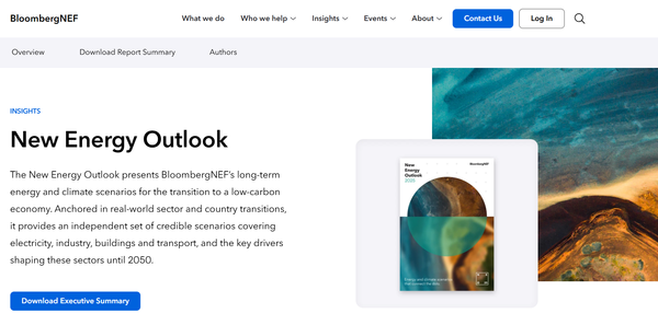  블룸버그NEF의 최신 보고서를 다운로드받을 수 잇는 페이지./홈페이지.
