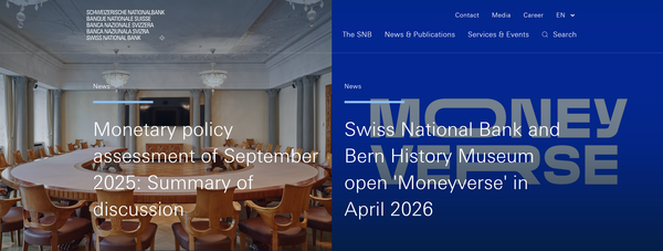 스위스 국립은행(SNB)의 홈페이지.