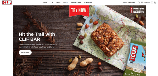  몬델리즈 인터내셔널 산하 브랜드인 클리프 바의 홈페이지.