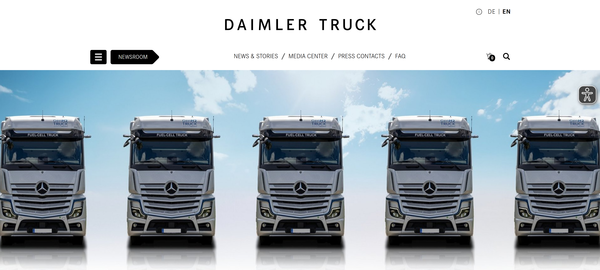  독일의 다임러 트럭의 홈페이지.