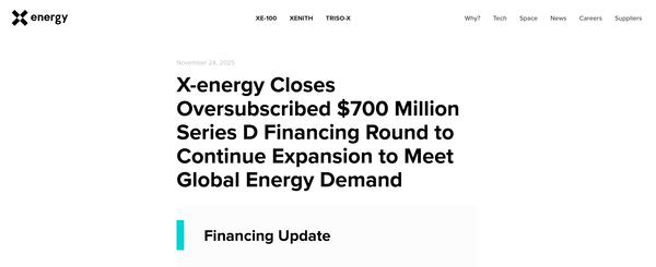  7억달러를 조달한 원전 기술 기업 엑스에너지의 홈페이지.
